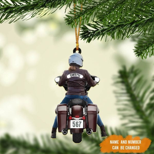 Personalized Biker Women Street Glide Road Glide Colorful Motorcycle Acrylic Ornament for Women OO1978