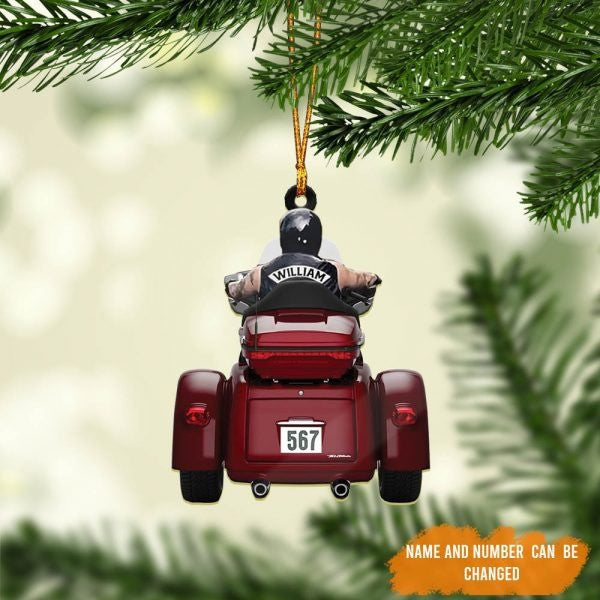 Personalized Biker Man Trike Tri Glide Motorcycle Ornament, Flat Acrylic Ornament for Biker Man OO1977