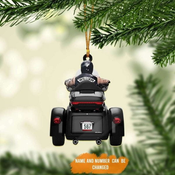 Personalized Biker Man Trike Tri Glide Motorcycle Ornament, Flat Acrylic Ornament for Biker Man OO1977