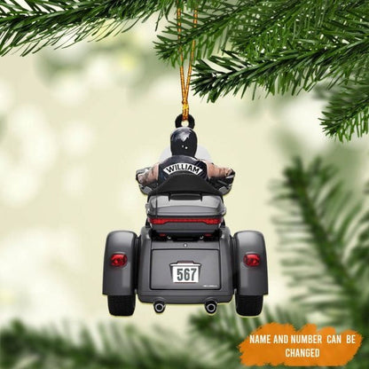 Personalized Biker Man Trike Tri Glide Motorcycle Ornament, Flat Acrylic Ornament for Biker Man OO1977