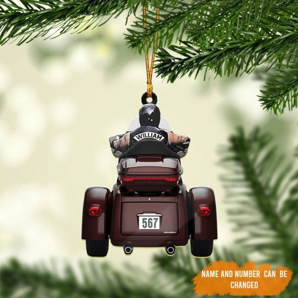 Personalized Biker Man Trike Tri Glide Motorcycle Ornament, Flat Acrylic Ornament for Biker Man OO1977