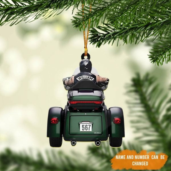 Personalized Biker Man Trike Tri Glide Motorcycle Ornament, Flat Acrylic Ornament for Biker Man OO1977