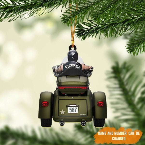 Personalized Biker Man Trike Tri Glide Motorcycle Ornament, Flat Acrylic Ornament for Biker Man OO1977