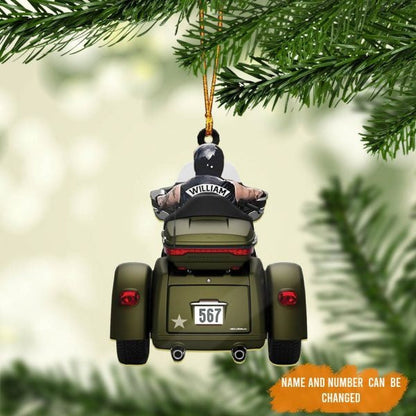 Personalized Biker Man Trike Tri Glide Motorcycle Ornament, Flat Acrylic Ornament for Biker Man OO1977