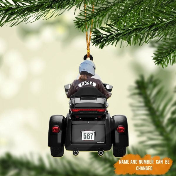 Personalized Biker Women Trike Tri Glide Motorcycle Woman Ornament OO1976
