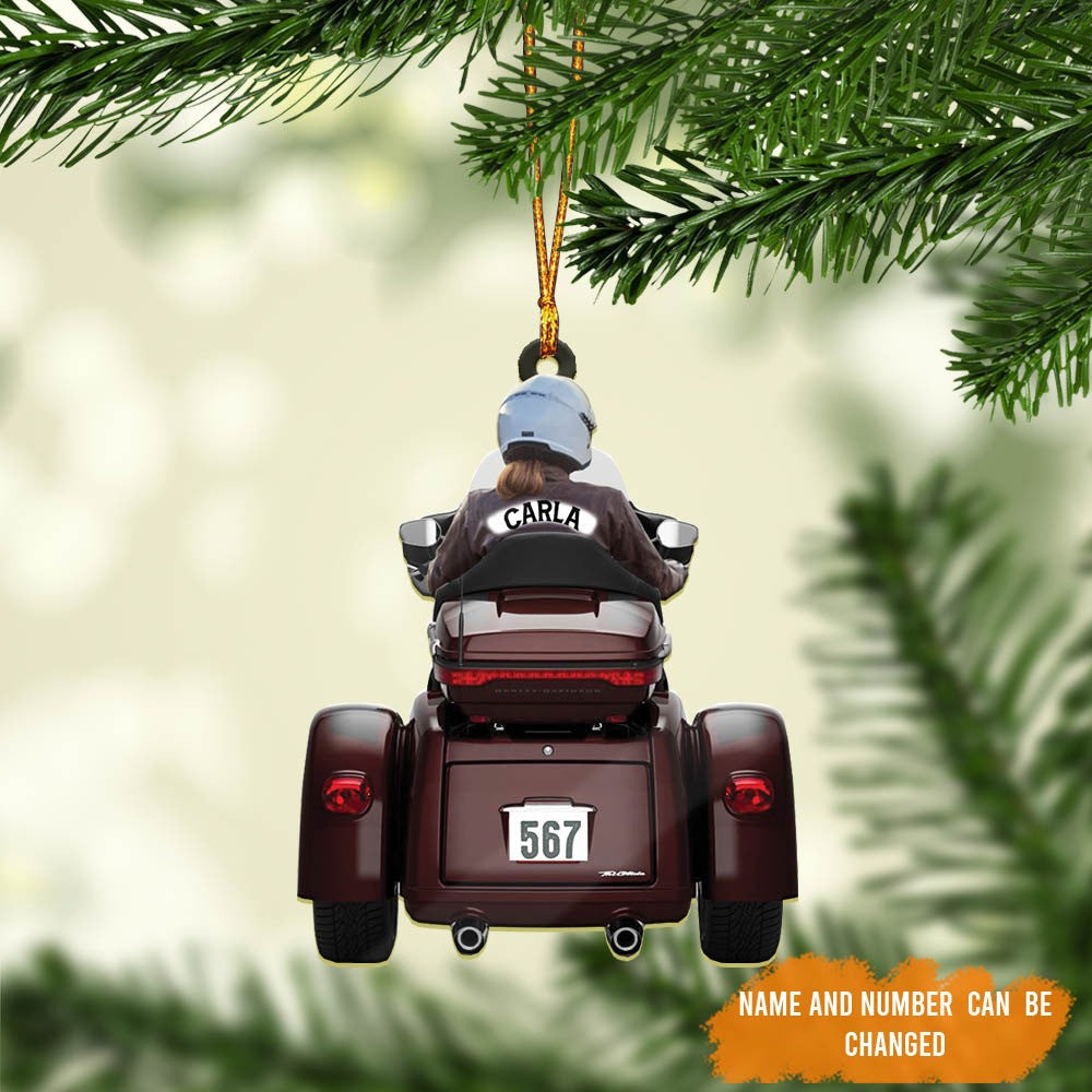 Personalized Biker Women Trike Tri Glide Motorcycle Woman Ornament OO1976