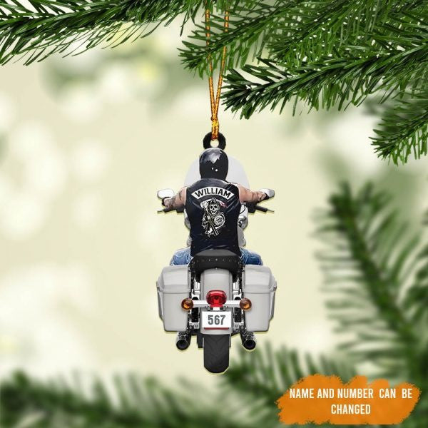 Personalized Biker Road King Motorcycle Ornament for Biker Man, Flat Acrylic Biker Ornament OO1973