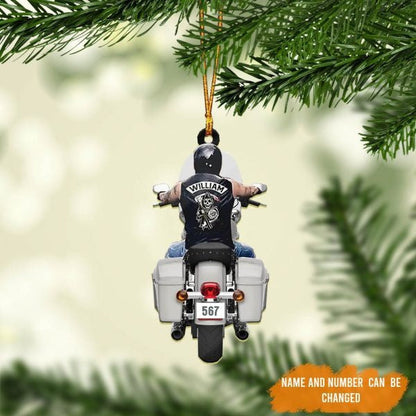 Personalized Biker Road King Motorcycle Ornament for Biker Man, Flat Acrylic Biker Ornament OO1973