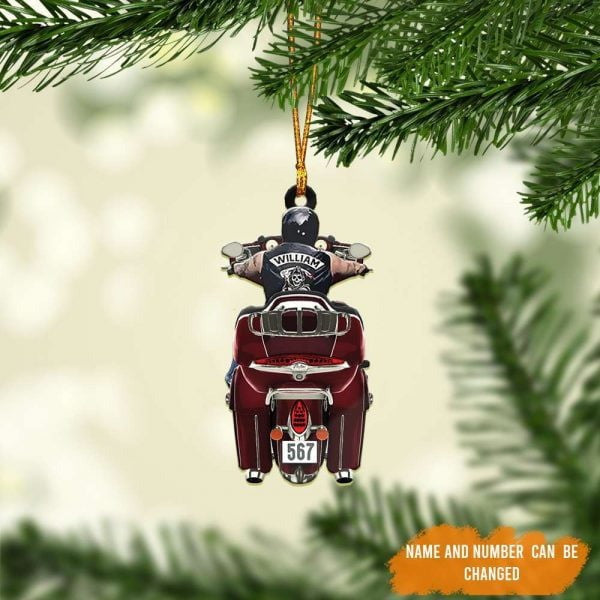 Personalized Biker Roadmaster Pursuit Motorcycle Ornament for Men, Custom Name Flat Acrylic Biker Ornament OO1970