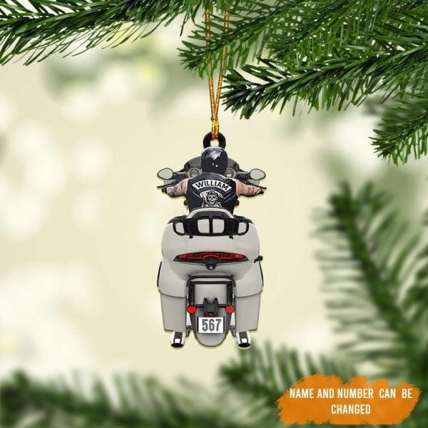 Personalized Biker Roadmaster Pursuit Motorcycle Ornament for Men, Custom Name Flat Acrylic Biker Ornament OO1970