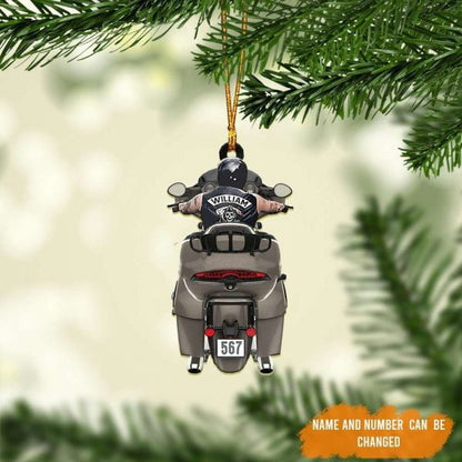 Personalized Biker Roadmaster Pursuit Motorcycle Ornament for Men, Custom Name Flat Acrylic Biker Ornament OO1970