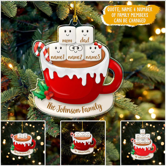 Personalized Christmas Ornament Family Cup Ornament Christmas Tree Decoration Acrylic Ornament Two Sides OO1963