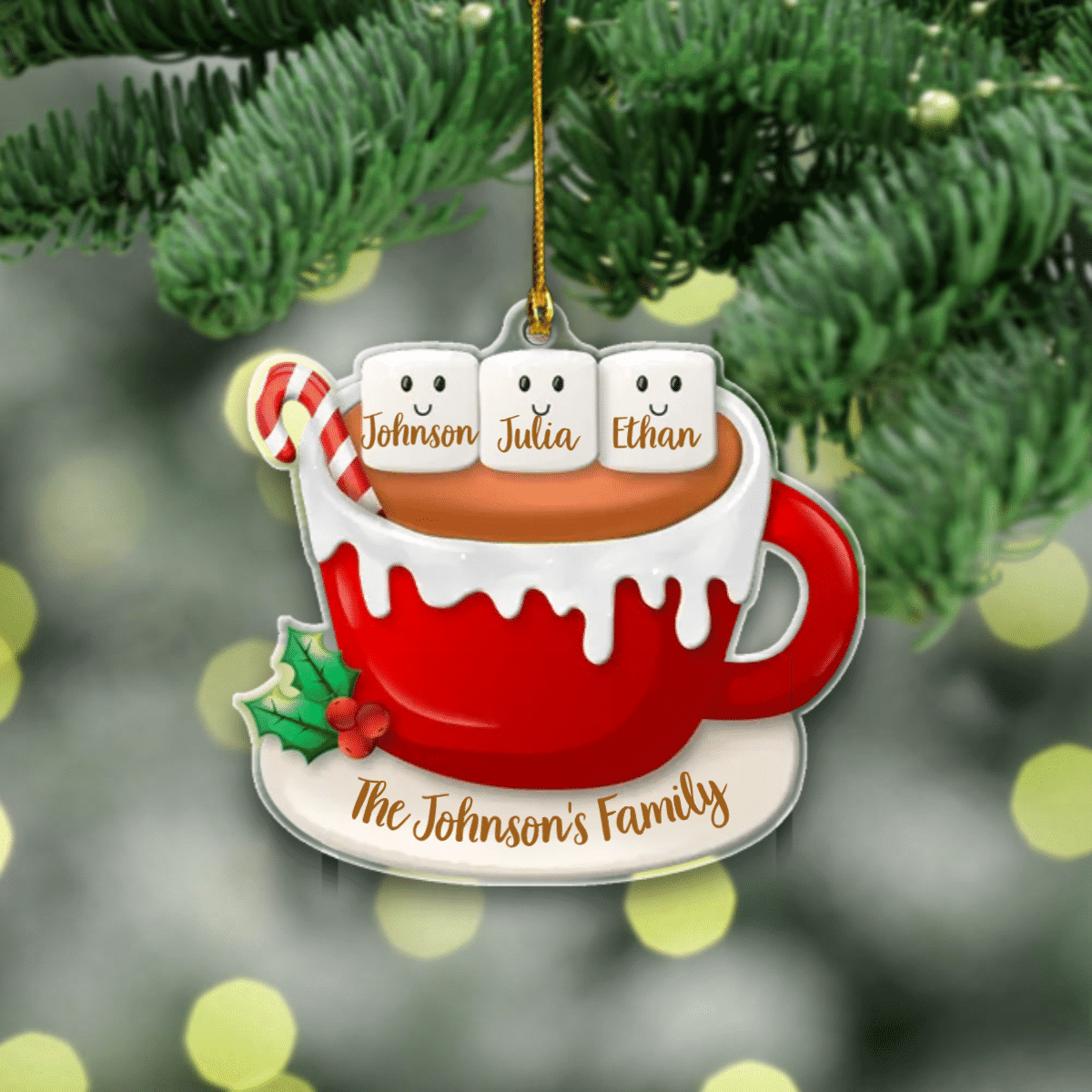 Personalized Christmas Ornament Family Cup Ornament Christmas Tree Decoration Acrylic Ornament Two Sides OO1963