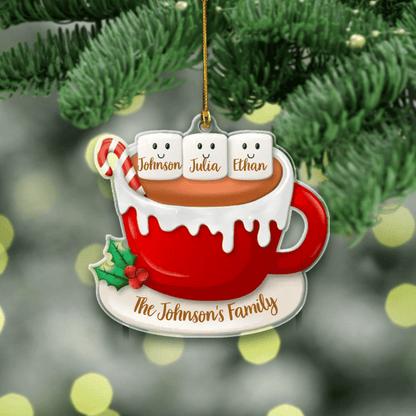 Personalized Christmas Ornament Family Cup Ornament Christmas Tree Decoration Acrylic Ornament Two Sides OO1963