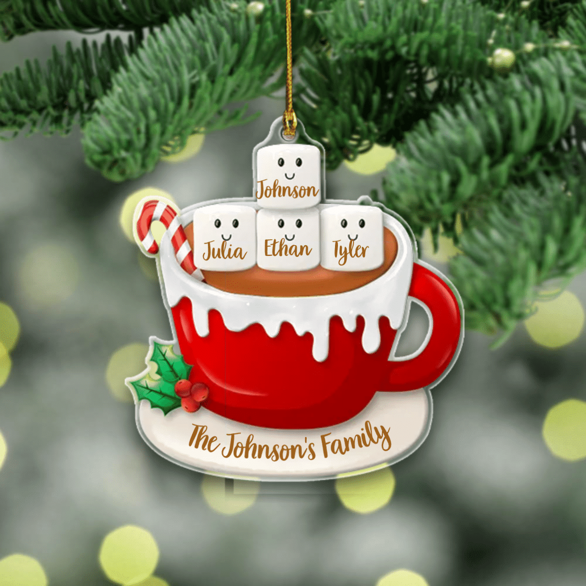 Personalized Christmas Ornament Family Cup Ornament Christmas Tree Decoration Acrylic Ornament Two Sides OO1963
