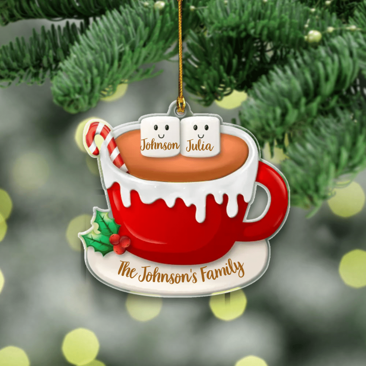 Personalized Christmas Ornament Family Cup Ornament Christmas Tree Decoration Acrylic Ornament Two Sides OO1963