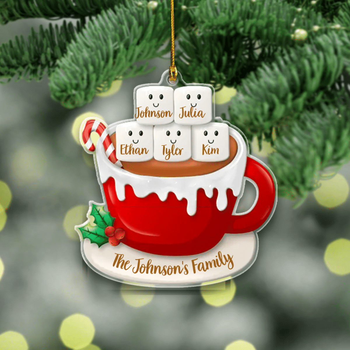 Personalized Christmas Ornament Family Cup Ornament Christmas Tree Decoration Acrylic Ornament Two Sides OO1963