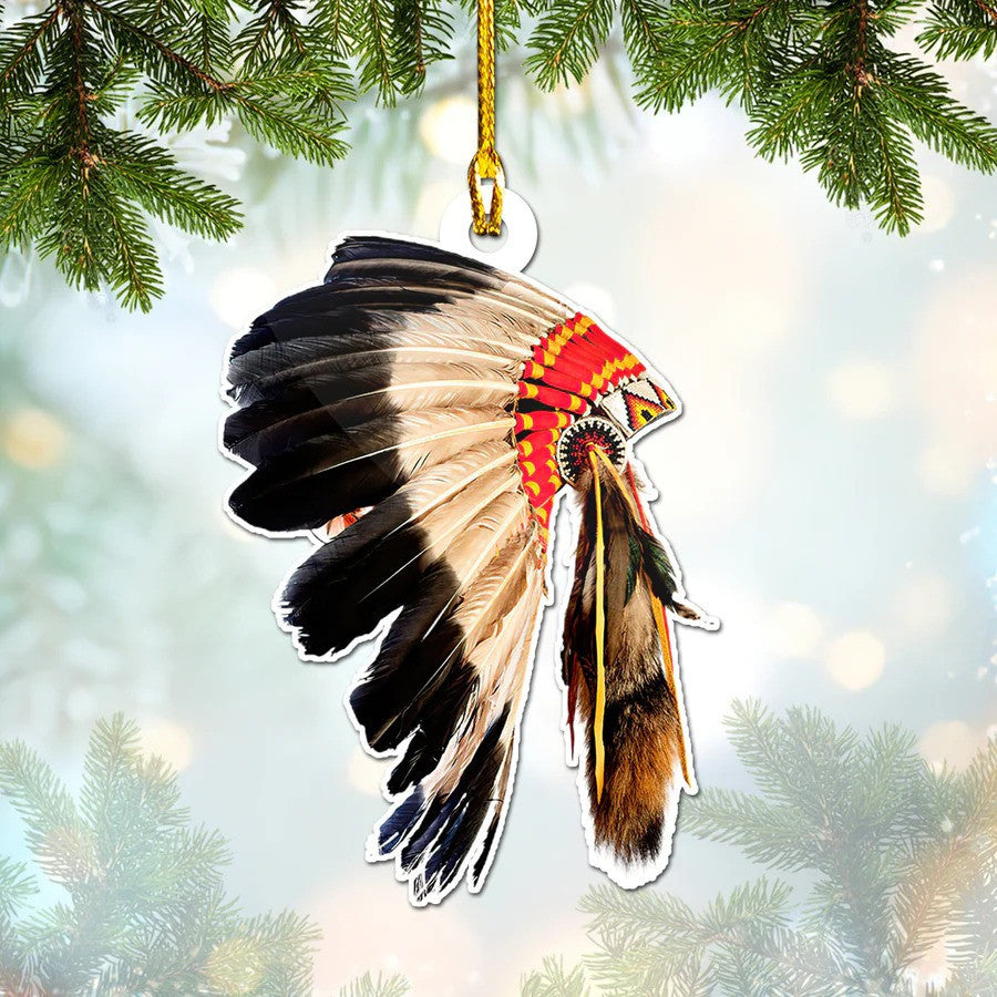 Personalized Native American Christmas Ornament, Eagle Indians Acrylic Ornament OO1953