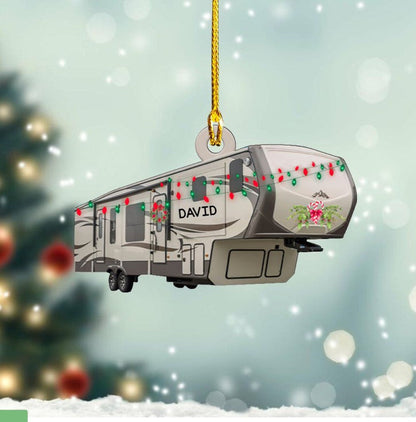 Personalized Fifth Wheel Camping Christmas Ornament, Custom Name Camper Acrylic Ornament for Camper OO1943