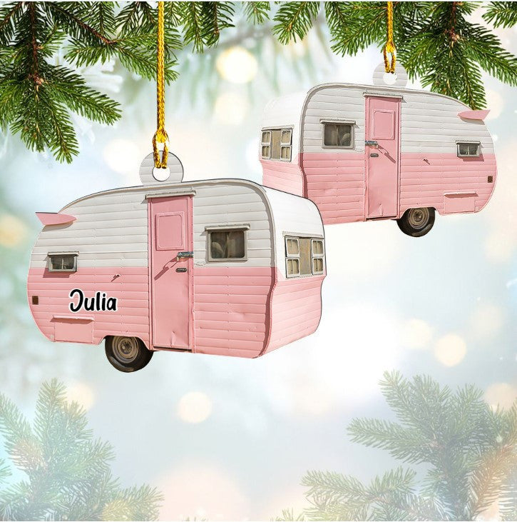 Personalized Fifth Wheel Camping Christmas Ornament, Custom Name Camper Acrylic Ornament for Camper OO1943