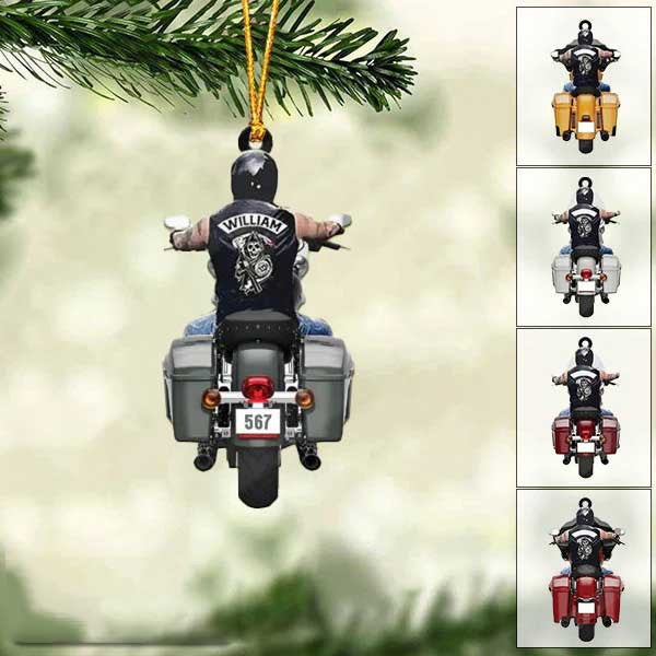 Personalized Colorful Biker Street Glide Road Glide Motorcycle Ornament Flat Acrylic Biker Man Ornament OO1979