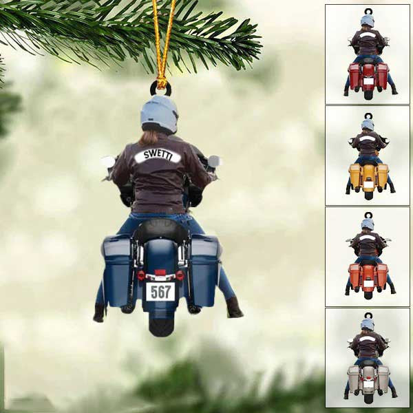 Personalized Biker Women Street Glide Road Glide Colorful Motorcycle Acrylic Ornament for Women OO1978