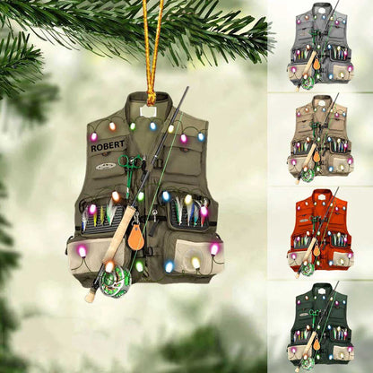 Personalized Fishing Vest Acrylic Christmas Ornament for Fishing Lovers, Fishing Ornament for Dad OO1937