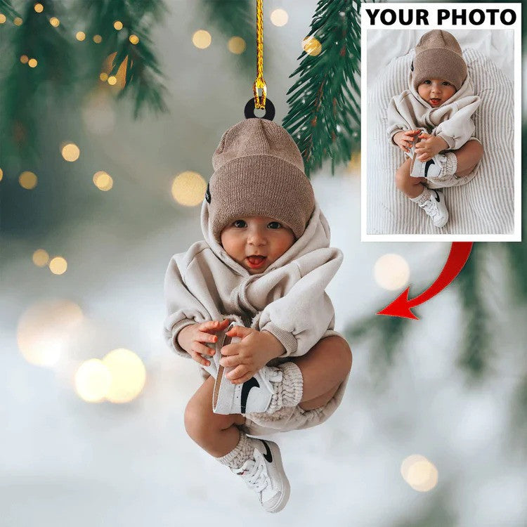 Custom Photo Baby With Name for Christmas Animal Ornament, Gift for New Baby First Christmas Ornament SO1302