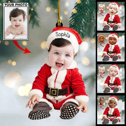Custom Photo Baby With Name for Christmas Animal Ornament, Gift for New Baby First Christmas Ornament SO1302