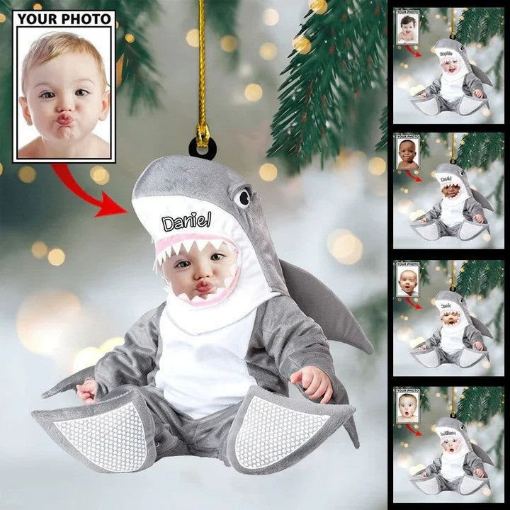Custom Photo Baby With Name for Christmas Animal Ornament, Gift for New Baby First Christmas Ornament SO1302
