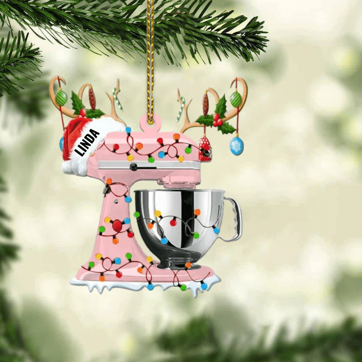 Personalized Christmas Reindeer Baking Mixer Ornament for Baker, Gift for Mom Who loves Baking SO1300