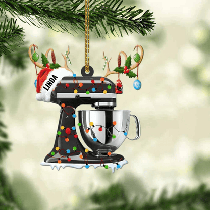 Personalized Christmas Reindeer Baking Mixer Ornament for Baker, Gift for Mom Who loves Baking SO1300