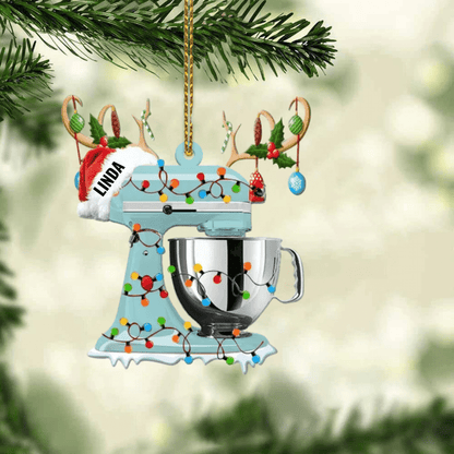 Personalized Christmas Reindeer Baking Mixer Ornament for Baker, Gift for Mom Who loves Baking SO1300