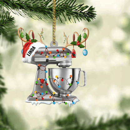 Personalized Christmas Reindeer Baking Mixer Ornament for Baker, Gift for Mom Who loves Baking SO1300