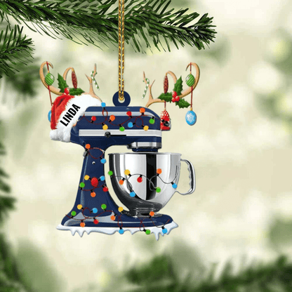 Personalized Christmas Reindeer Baking Mixer Ornament for Baker, Gift for Mom Who loves Baking SO1300