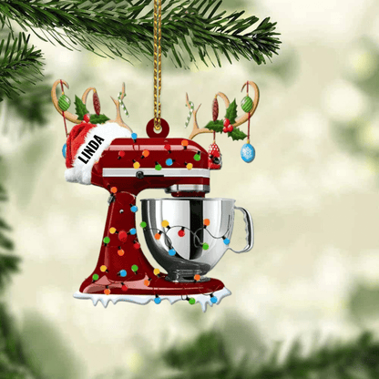 Personalized Christmas Reindeer Baking Mixer Ornament for Baker, Gift for Mom Who loves Baking SO1300