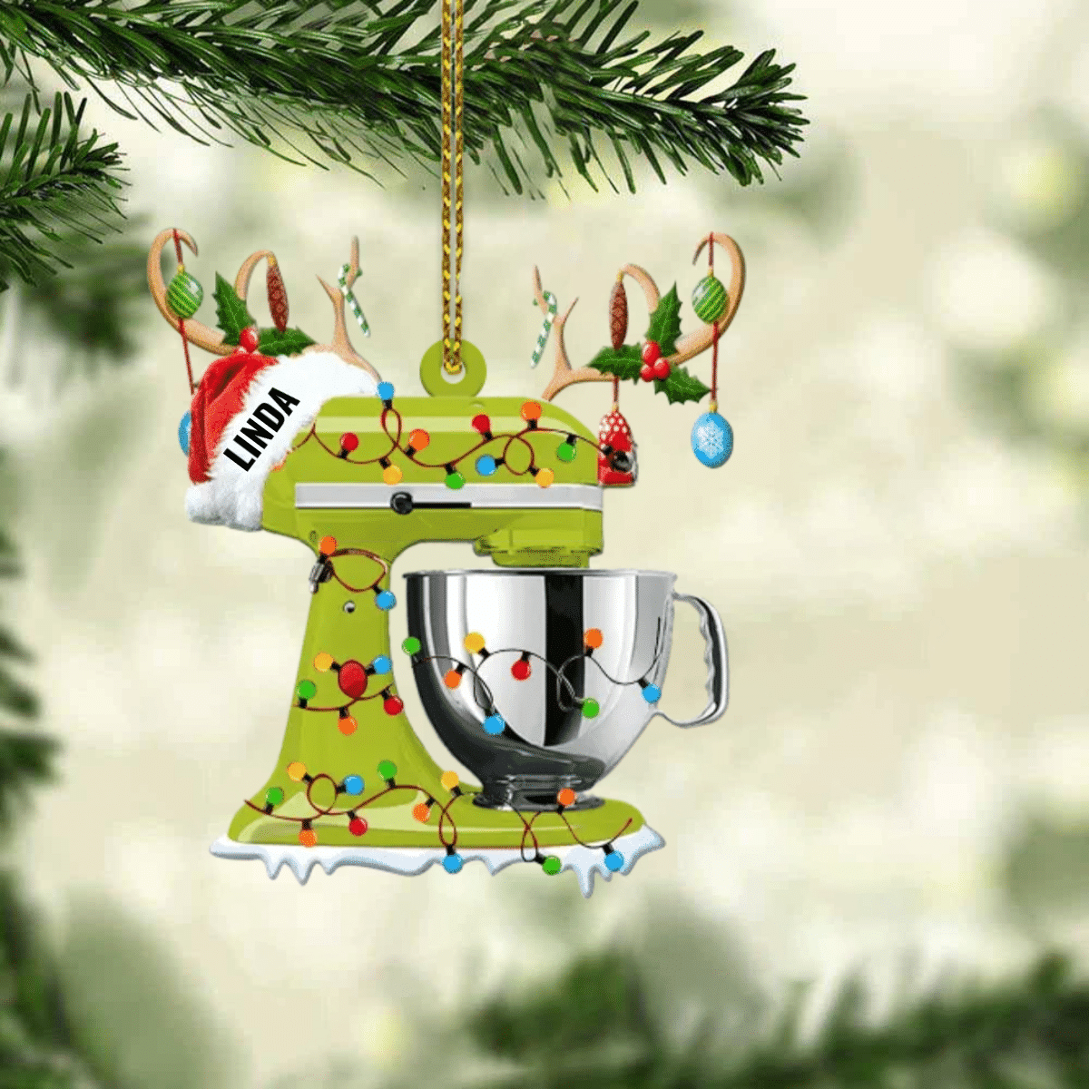 Personalized Christmas Reindeer Baking Mixer Ornament for Baker, Gift for Mom Who loves Baking SO1300