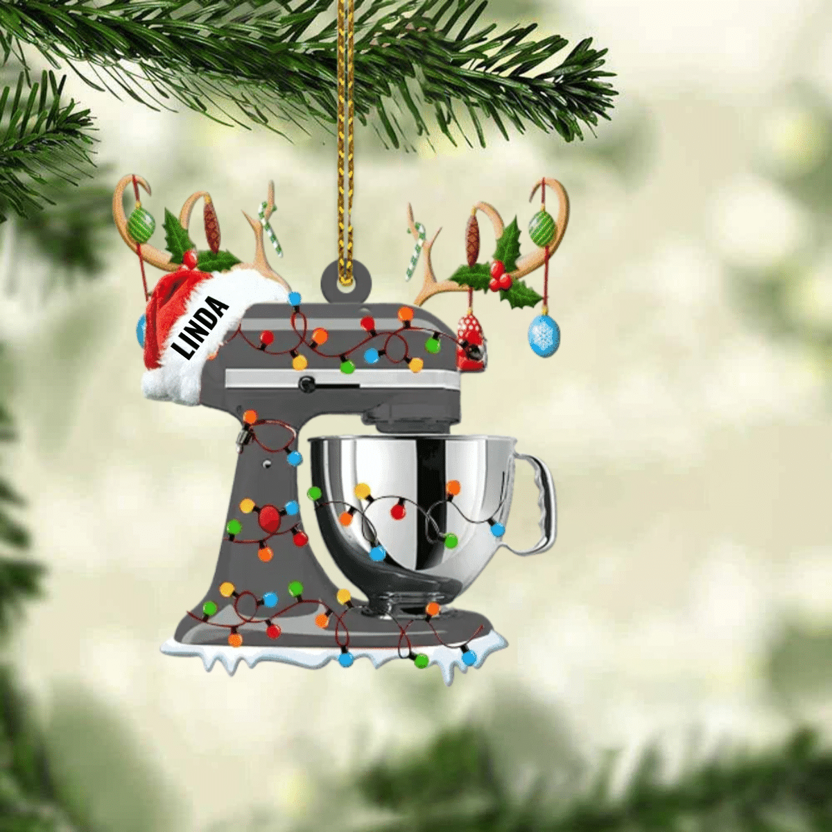 Personalized Christmas Reindeer Baking Mixer Ornament for Baker, Gift for Mom Who loves Baking SO1300