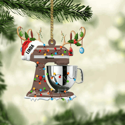 Personalized Christmas Reindeer Baking Mixer Ornament for Baker, Gift for Mom Who loves Baking SO1300