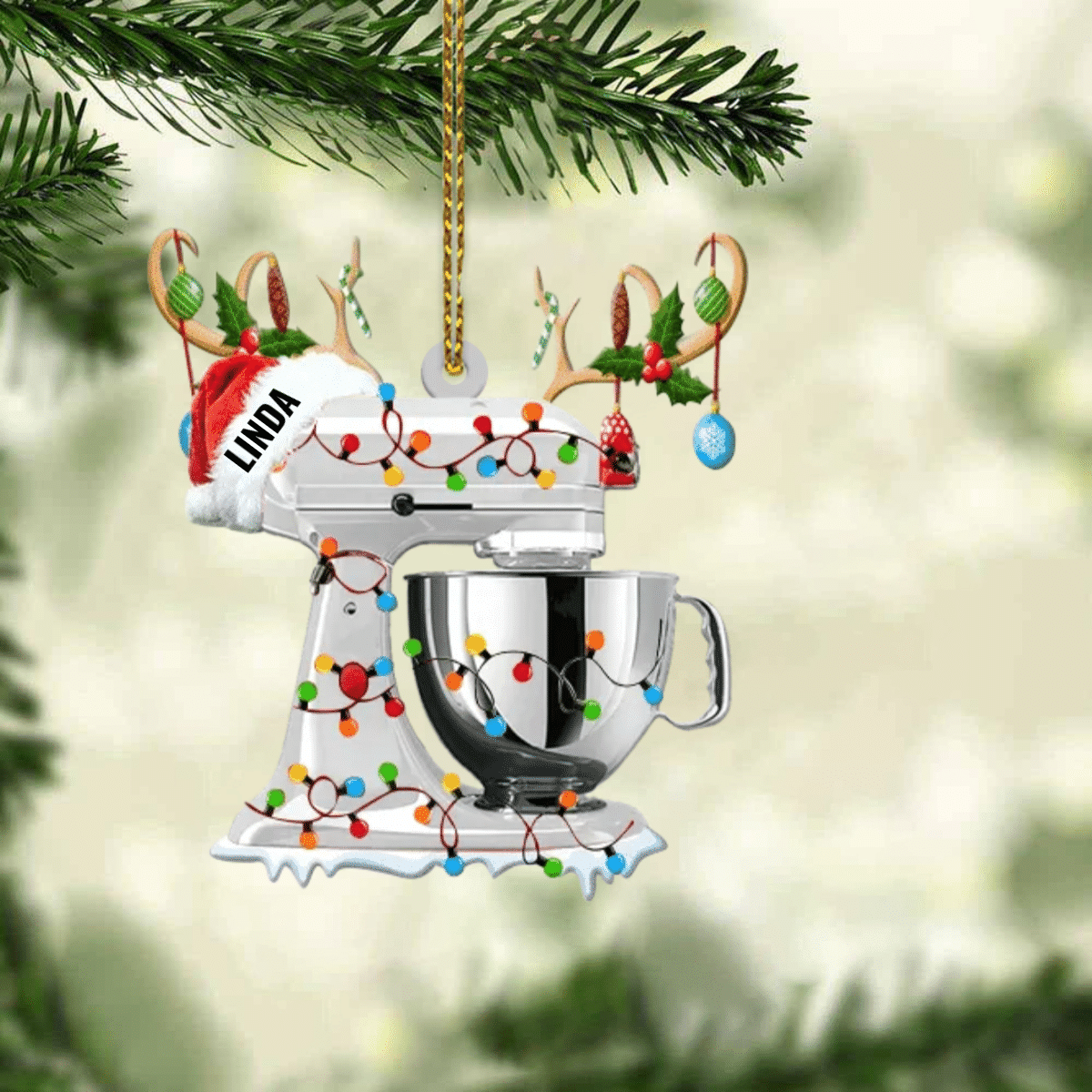Personalized Christmas Reindeer Baking Mixer Ornament for Baker, Gift for Mom Who loves Baking SO1300