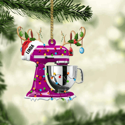 Personalized Christmas Reindeer Baking Mixer Ornament for Baker, Gift for Mom Who loves Baking SO1300