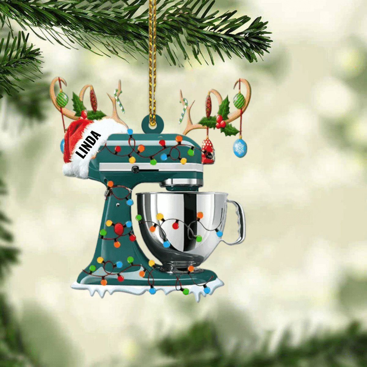 Personalized Christmas Reindeer Baking Mixer Ornament for Baker, Gift for Mom Who loves Baking SO1300