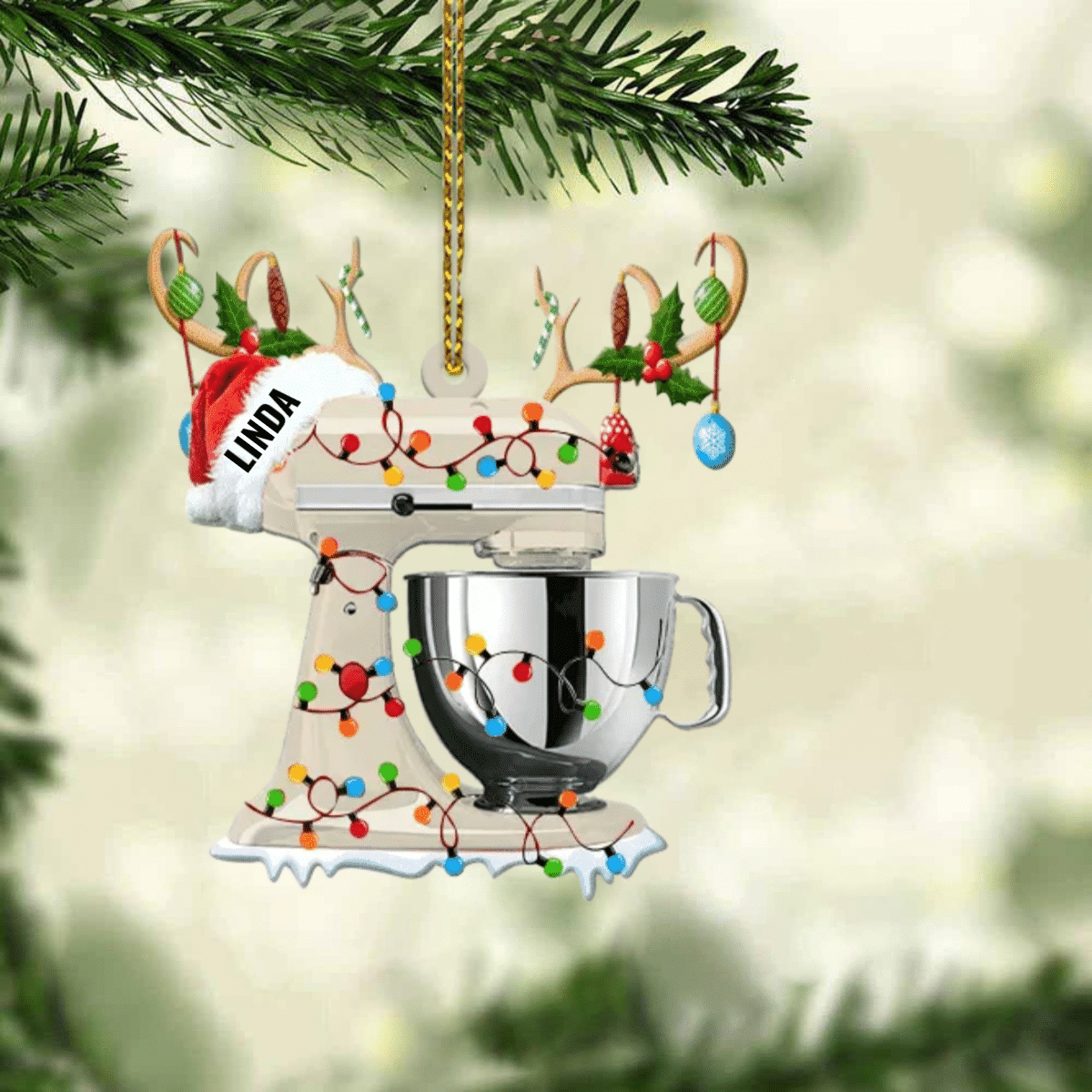 Personalized Christmas Reindeer Baking Mixer Ornament for Baker, Gift for Mom Who loves Baking SO1300