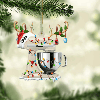 Personalized Christmas Reindeer Baking Mixer Ornament for Baker, Gift for Mom Who loves Baking SO1300