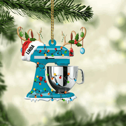 Personalized Christmas Reindeer Baking Mixer Ornament for Baker, Gift for Mom Who loves Baking SO1300