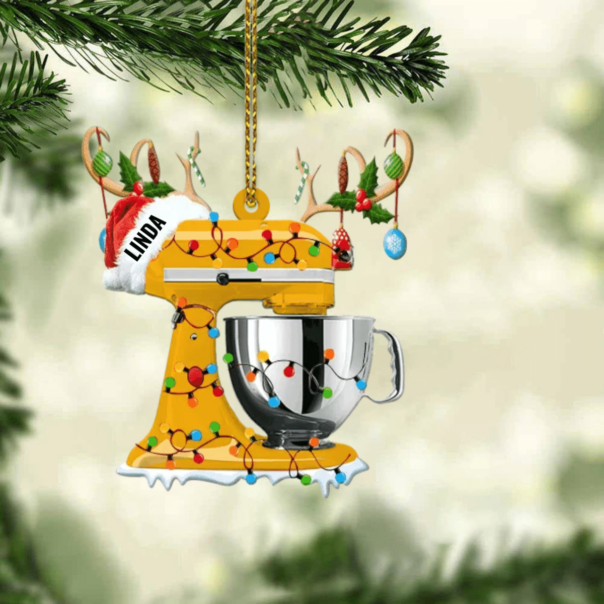 Personalized Christmas Reindeer Baking Mixer Ornament for Baker, Gift for Mom Who loves Baking SO1300