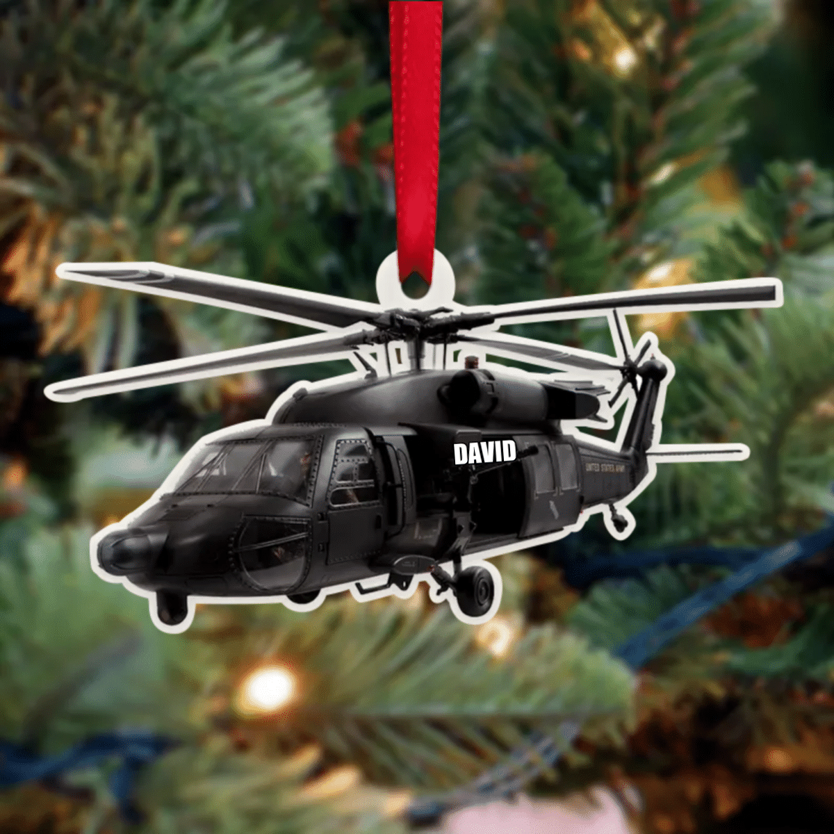 Personalized Veteran Helicopter Christmas Ornament for Dad, Gift for Him Veteran Ornament OO4295