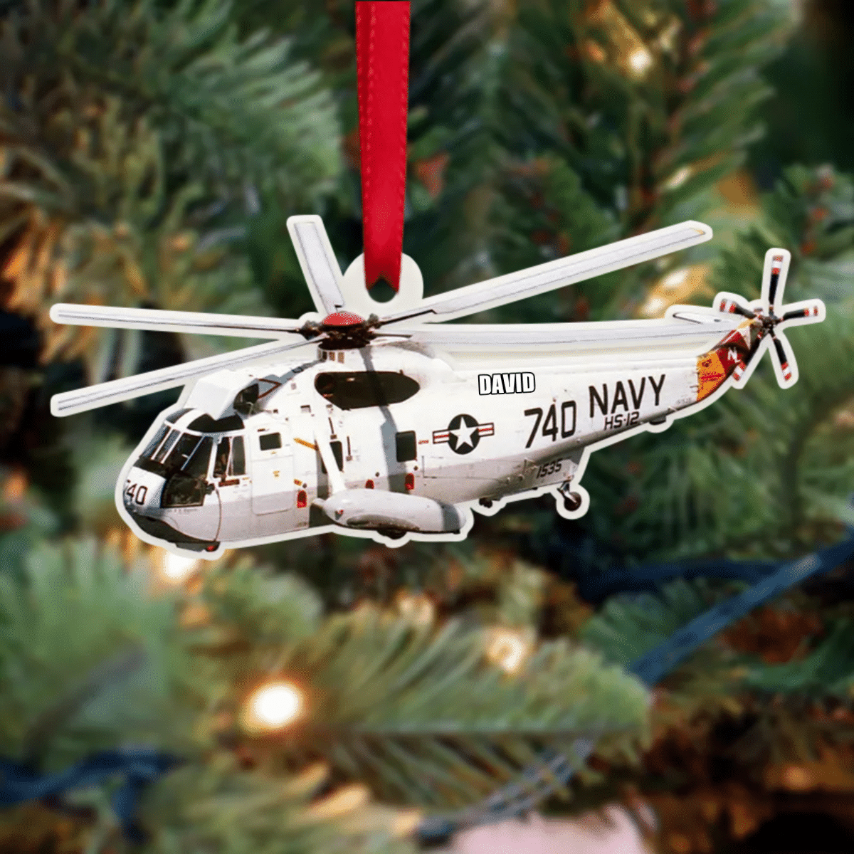 Personalized Veteran Helicopter Christmas Ornament for Dad, Gift for Him Veteran Ornament OO4295