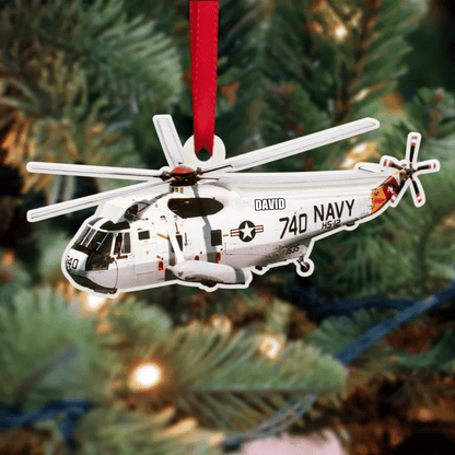 Personalized Veteran Helicopter Christmas Ornament for Dad, Gift for Him Veteran Ornament OO4295