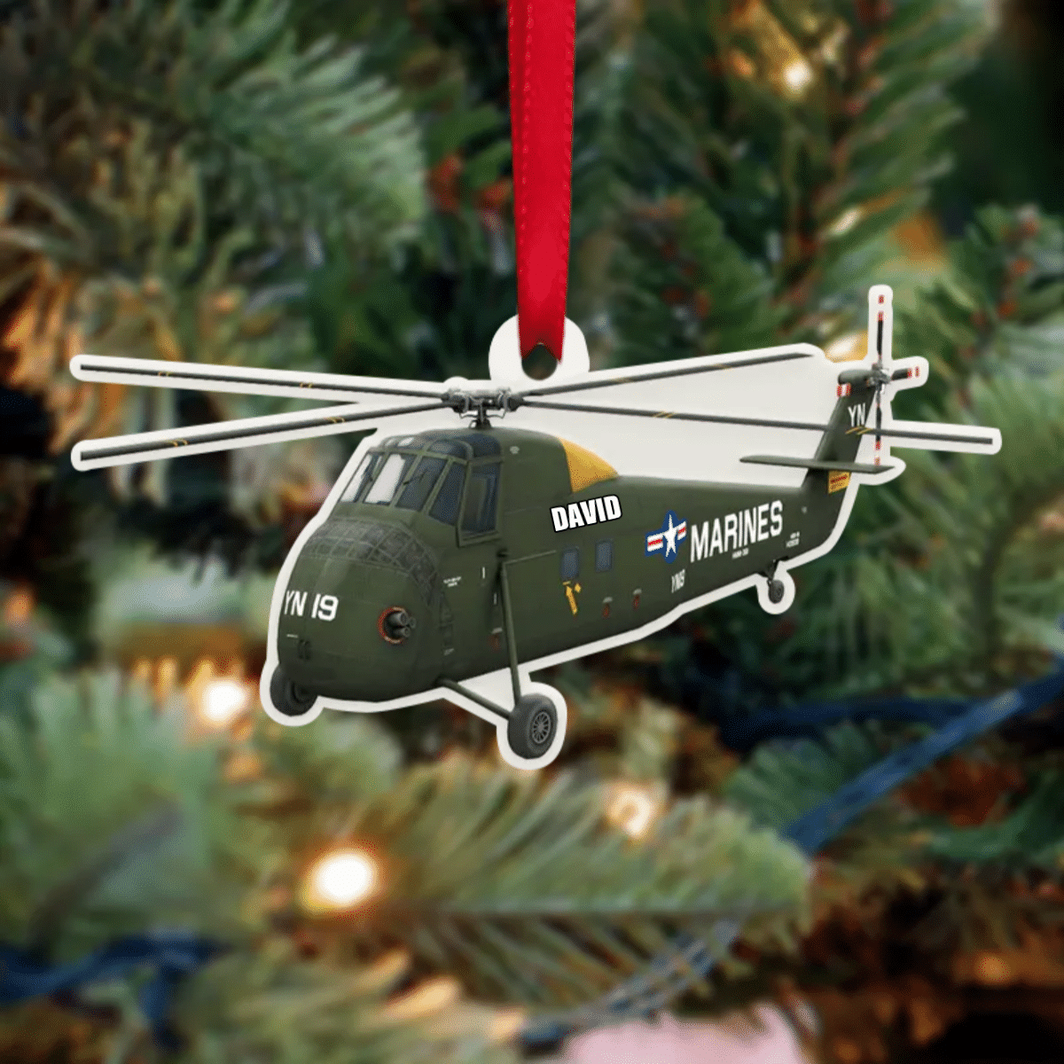 Personalized Veteran Helicopter Christmas Ornament for Dad, Gift for Him Veteran Ornament OO4295